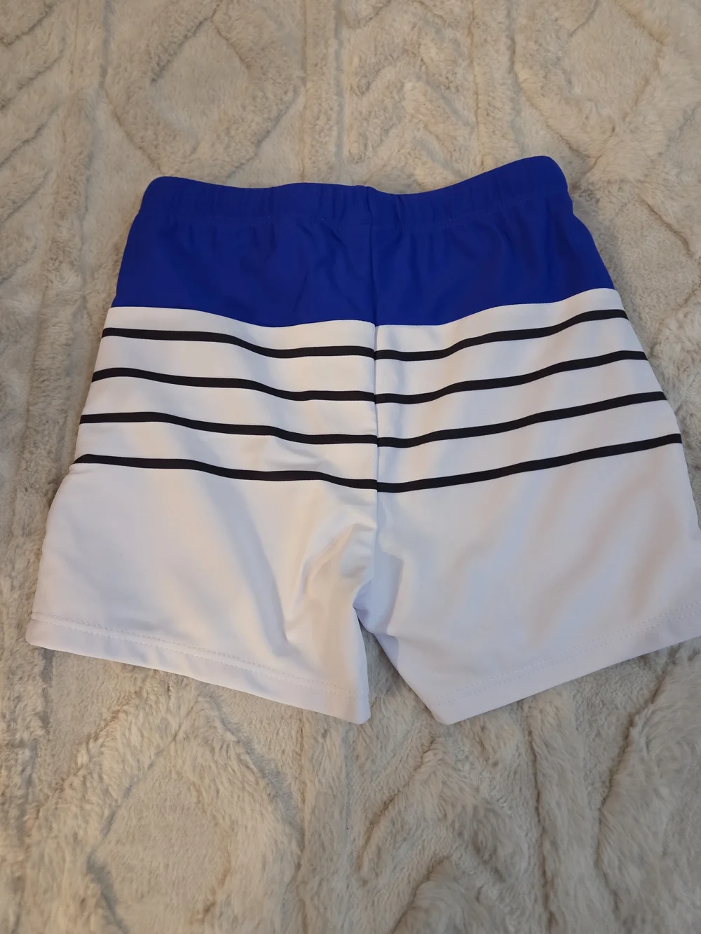 PatPat Royal Blue and White Striped Boys Swim Shorts Size 4-5Y Swimsuit Swimwear